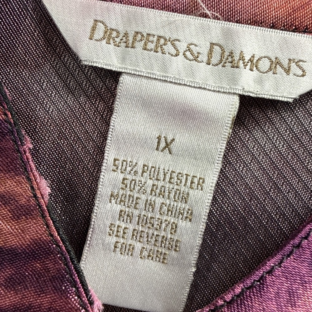 Drapers‎ & Damons Womens Tunic Top 1X Artsy Colorful Sheer Whimsigoth Button Up - Picture 2 of 9